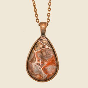 Brand New Handmade Fluid Art Necklace Gold & Copper